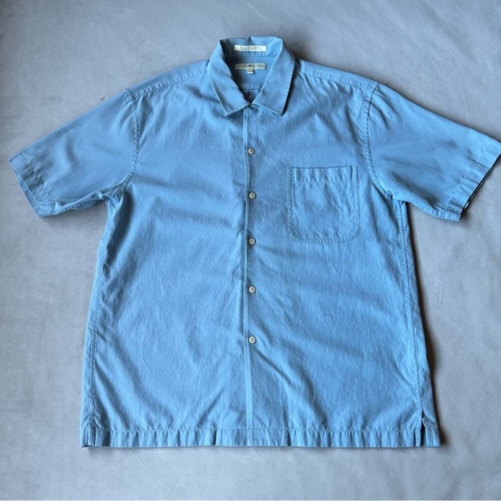 Joseph Abboud ~ Short Sleeve Button Shirt 52% Silk 48% Cotton ~ Mens Size L